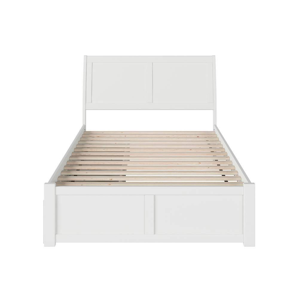 Portland Platform Bed with Flat Panel Foot Board and 2 Urban Bed Drawers in, Multiple Colors and Sizes