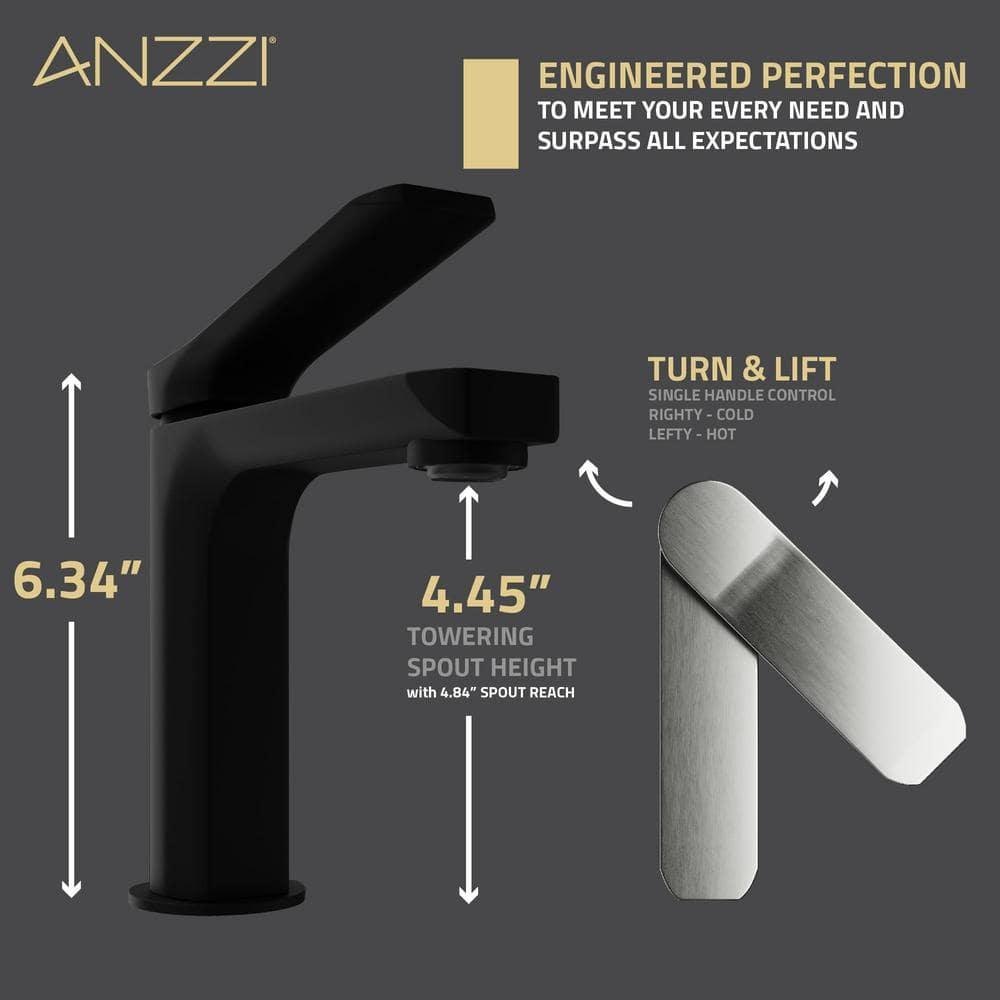 ANZZI L-AZ900MB-BN Single-Hole Single-handle Bathroom Faucet with Drain Assembly