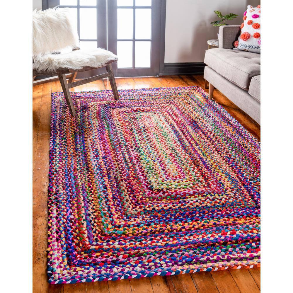Handmade Colorful Braided Chindi Rectangular Rug 3x5