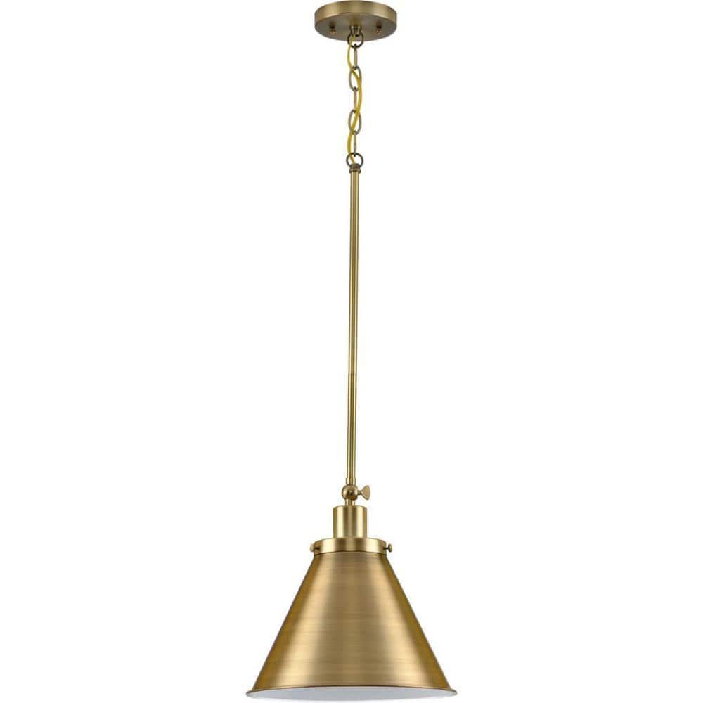 Progress Lighting Hinton 1-Light Pendant, Vintage Brass, Metal Shade