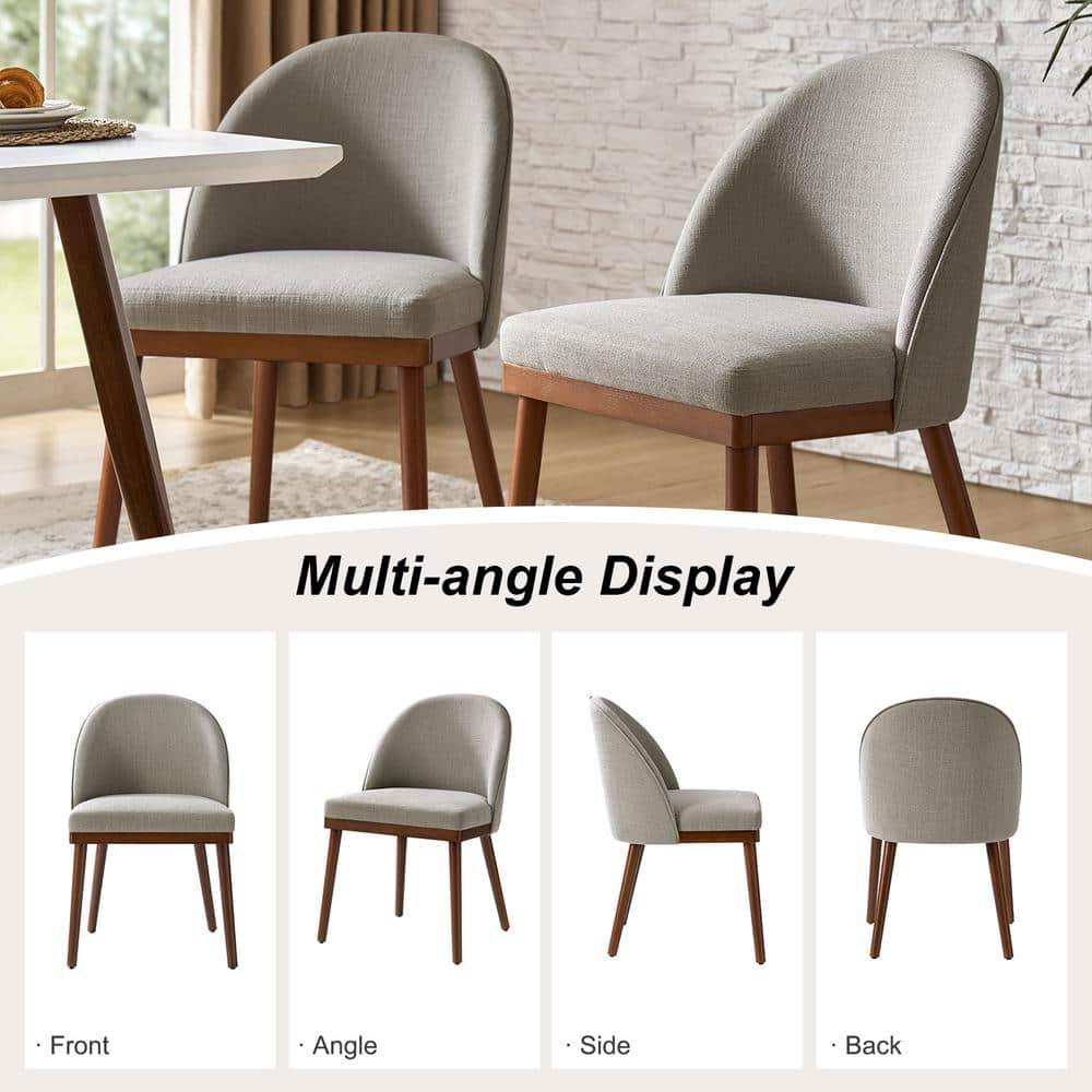 Dining Chairs Set of 2,Dining Chairs with Fabric Upholstered and Solid Wood Legs,Kitchen Side Chair,Thick Cushions Seat,Easy Assembly for Dining Room Living Room Bedroom (Beige)