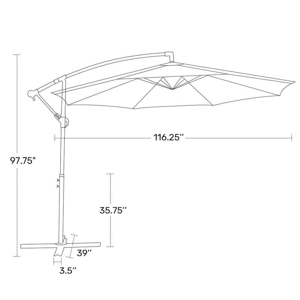 LAUSAINT HOME 10 ft Cantilever Patio Umbrella, Round Outdoor Beige Umbrella