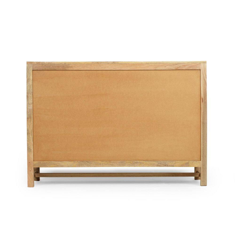 Noble House Heidi Boho Handcrafted 2 Door Mango Wood Cabinet with Wicker Caning, Natural
