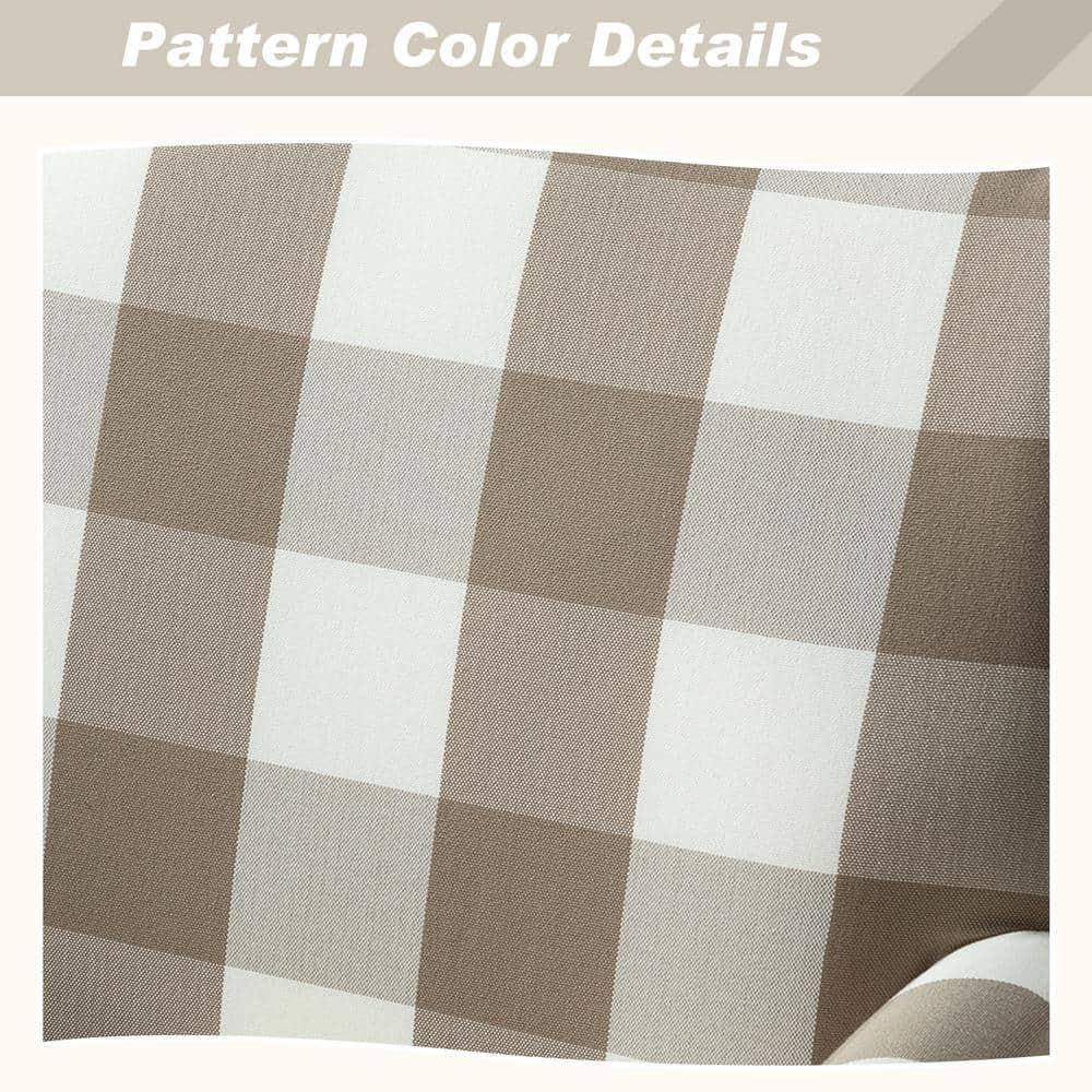 Upholstery Armchair Accent Chair Sofa Couch Wood Legs Nailhead Trim Home Living Room Bedroom Plaid Grey White
