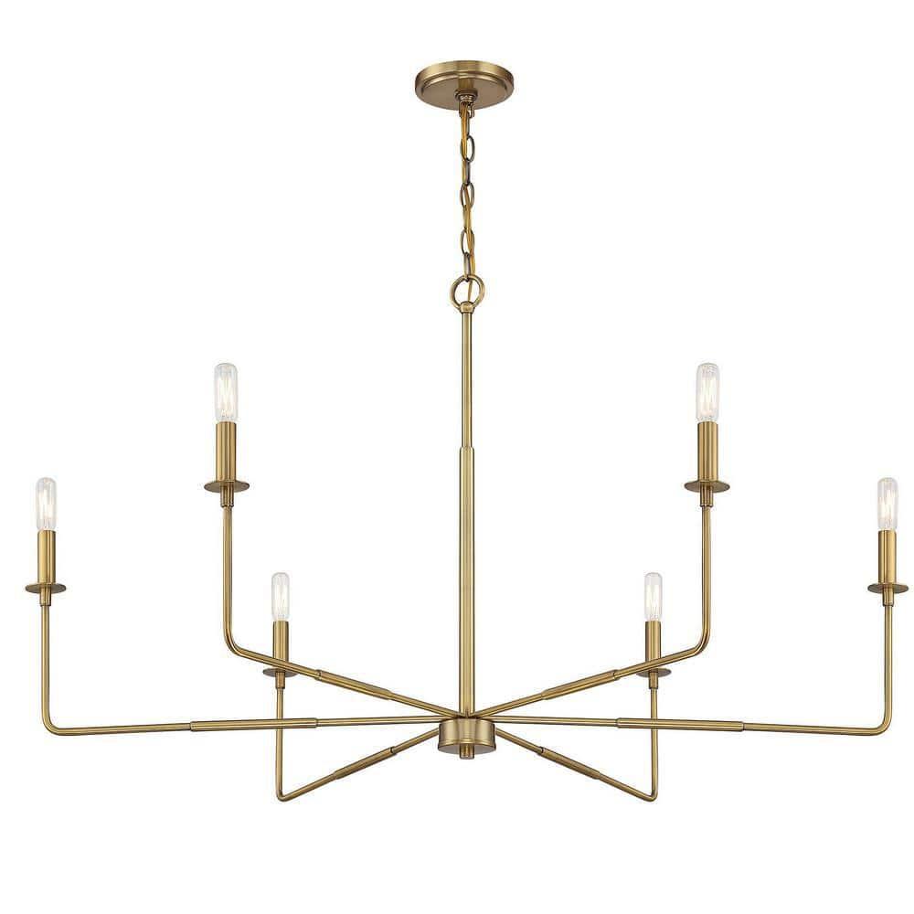 Savoy House Salerno 6 - Light Chandelier in  Warm Brass