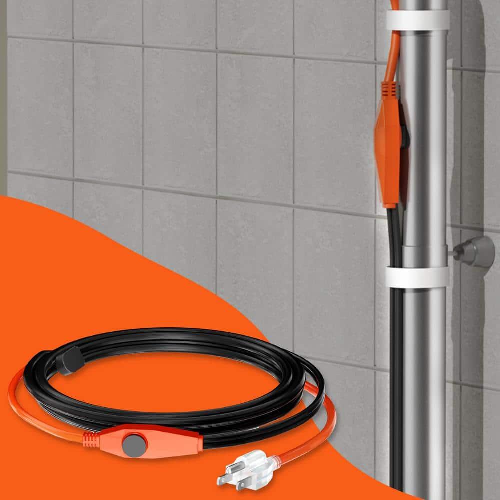 VEVOR Pipe Heating Cable 24FT 7W/FT Heat Tape for Pipes with Built-in Thermostat