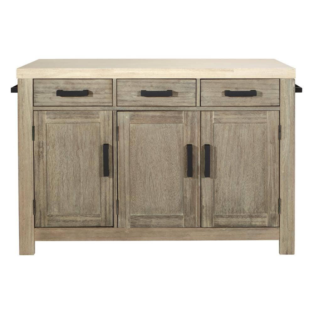 OSP Home Furnishings Cocina Kitchen Island with Spice Rack and Wood Top