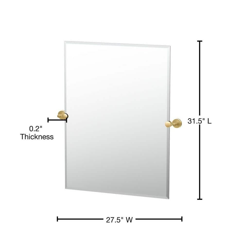 Latitude II Wall Mounted Frameless Beveled Rectangle Mirror | Pivoting Bathroom Vanity Wall Mirror