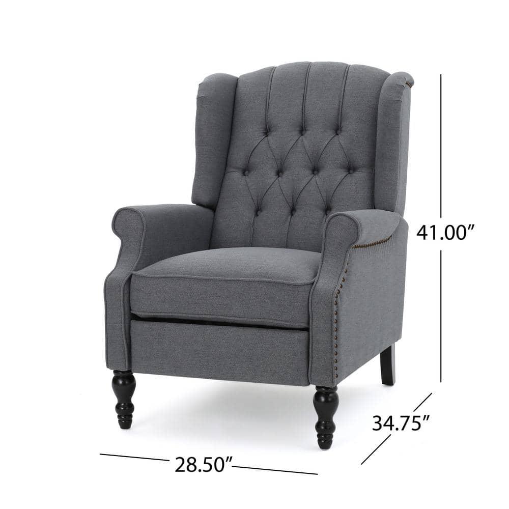 Noble House Walter Wingback Fabric Recliner, Set of 2, Gray
