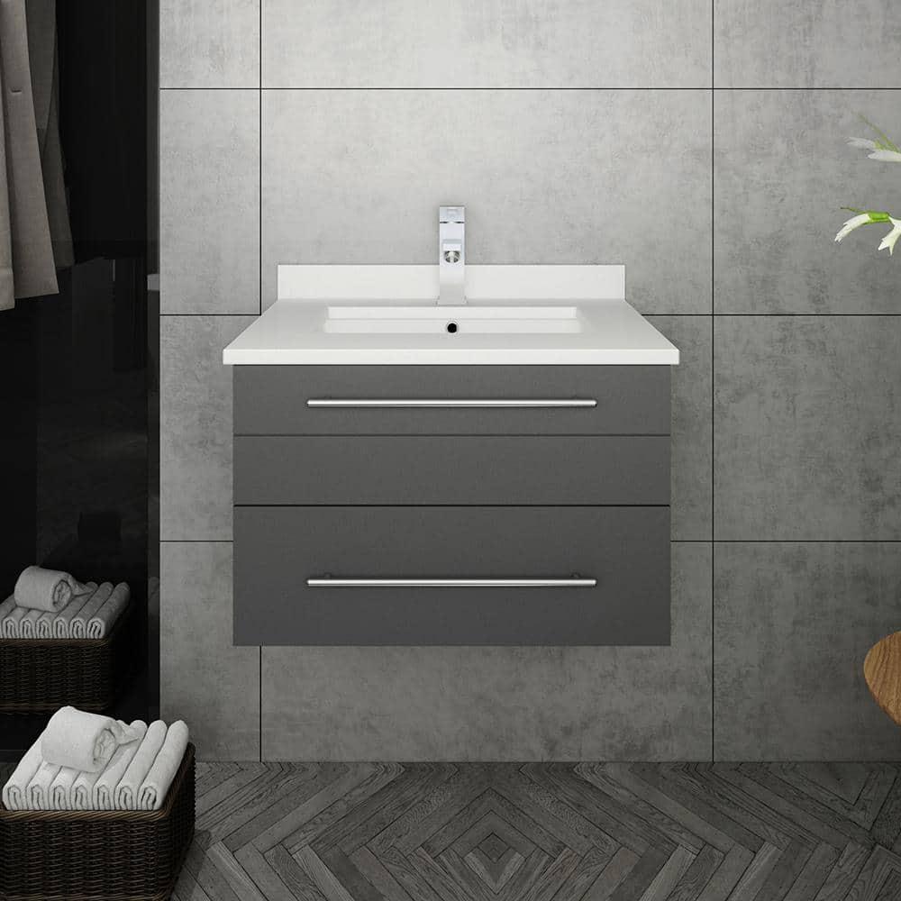 Lucera 24" Wall Mount Modern Single Sink Bathroom Vanity with Top and Undermount Sink