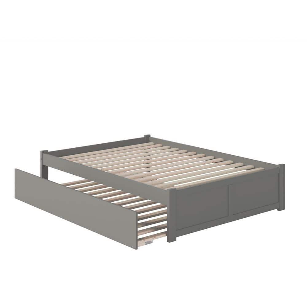 AFI Concord Queen Platform Solid Wood Panel Bed with Trundle in Grey