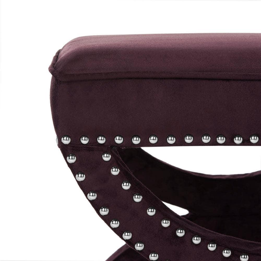 Mystic Ottoman with Silver Nail Heads - Plum - Safavieh