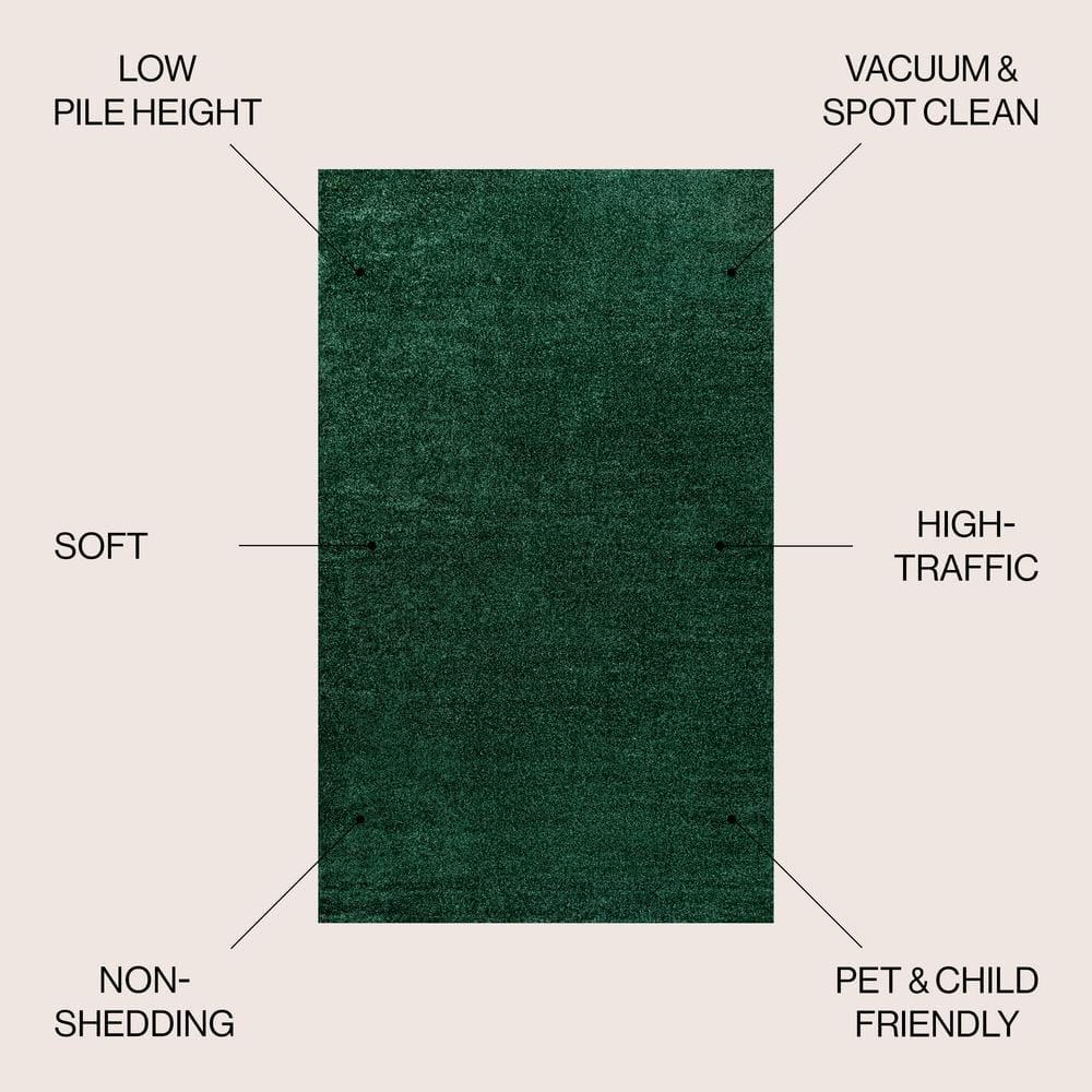 Haze Solid Low-Pile Emerald 10 ft. x 14 ft. Area rug -JONATHAN Y