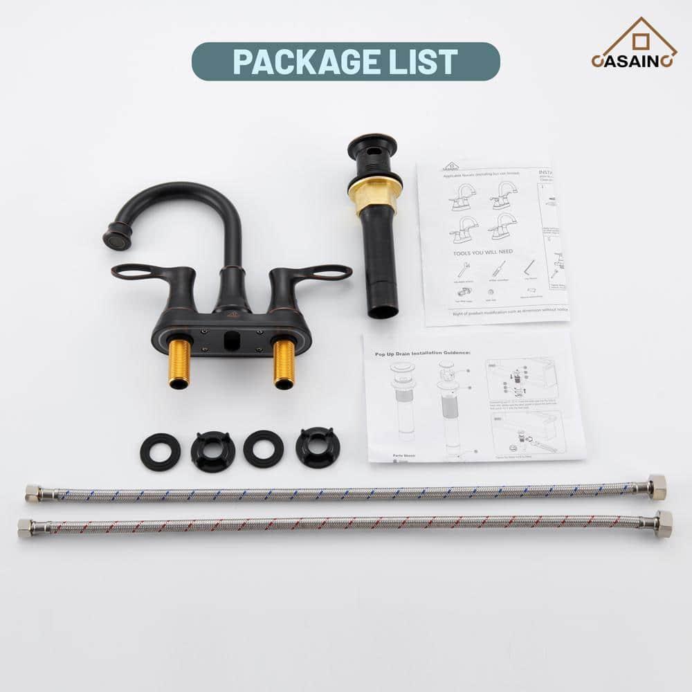 CASAINC KCL0014-ORB 4-inch Centerset Bathroom Faucet with Drain