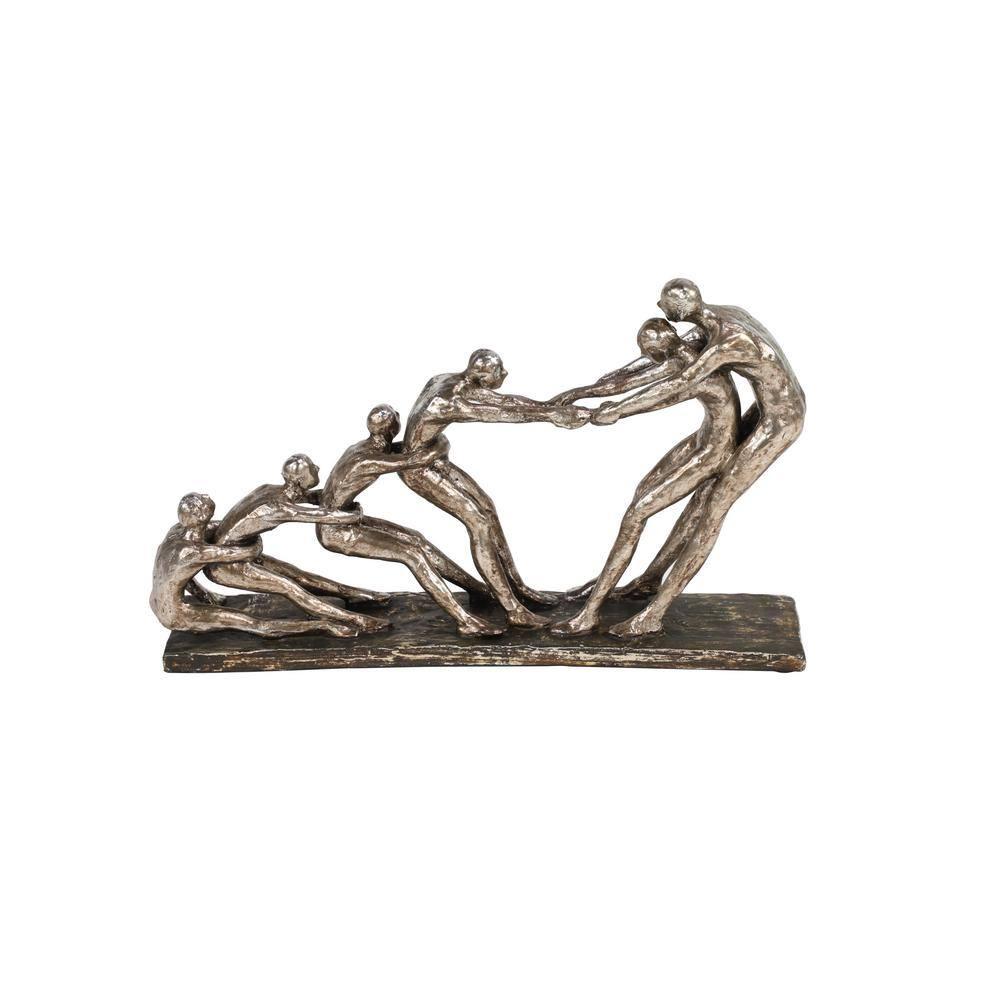 13" x 8" Silver Polystone People Sculpture, by DecMode