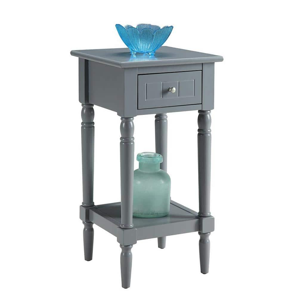 Gray Rectangular Wood Accent Table with Storage