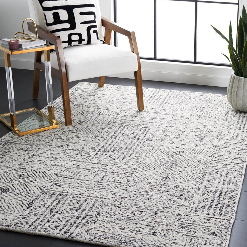 Abstract ABT225 Hand Tufted Area Rug - Black/Ivory - 8'x10' - Safavieh.