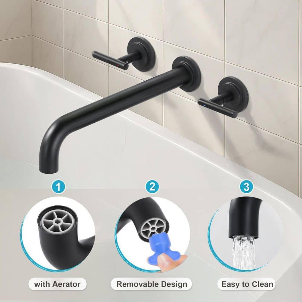 2-Handle 3-Hole Wall Mounted Roman Tub Faucet With 360° Swivel Spout