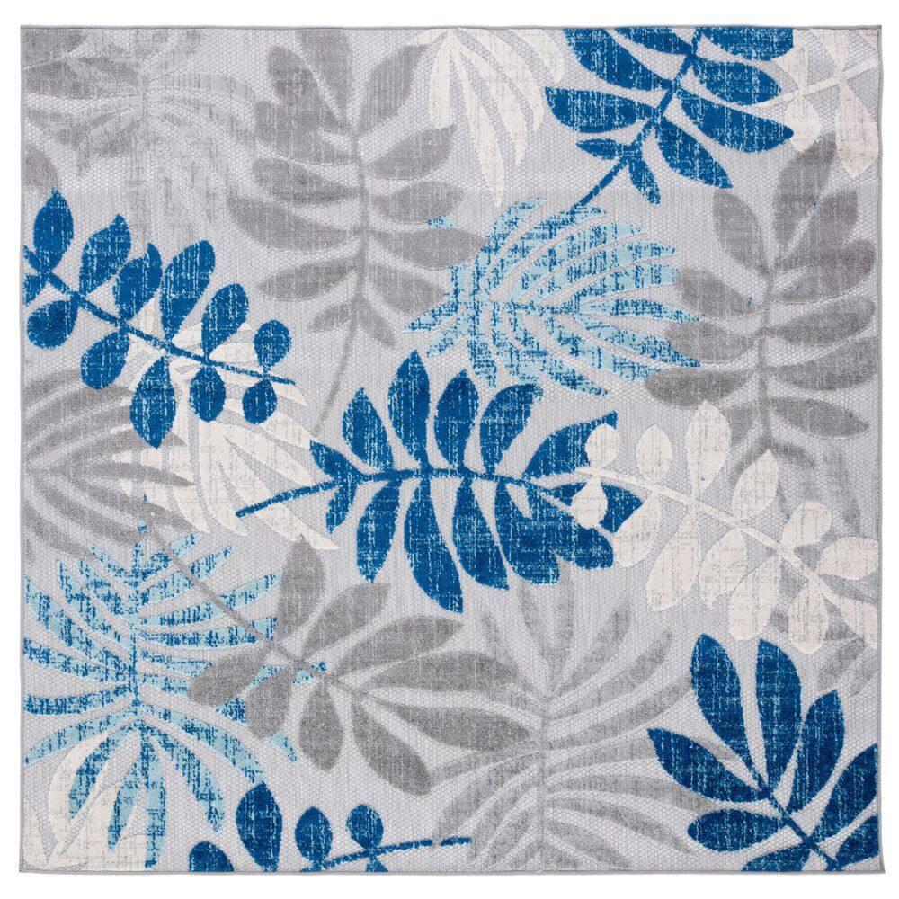 Cabana CBN814 Power Loomed Indoor and Outdoor Area Rug - Grey/Blue - 6'7"x6'7" - Safavieh.
