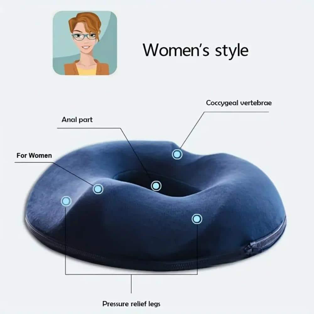 Blue Ergonomic Memory Foam Donut Seat Cushion Pillow