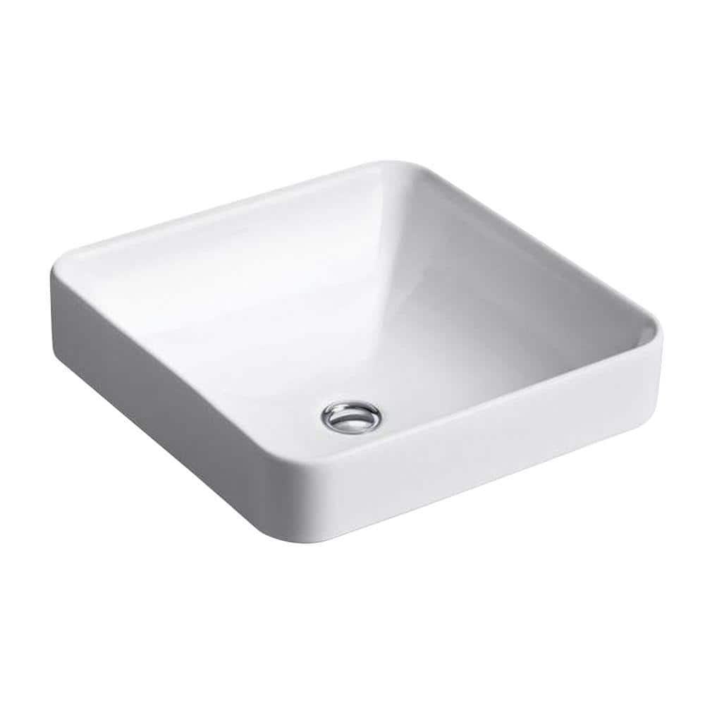 Vox® Ceramic Square Vessel Bathroom Sink with Overflow