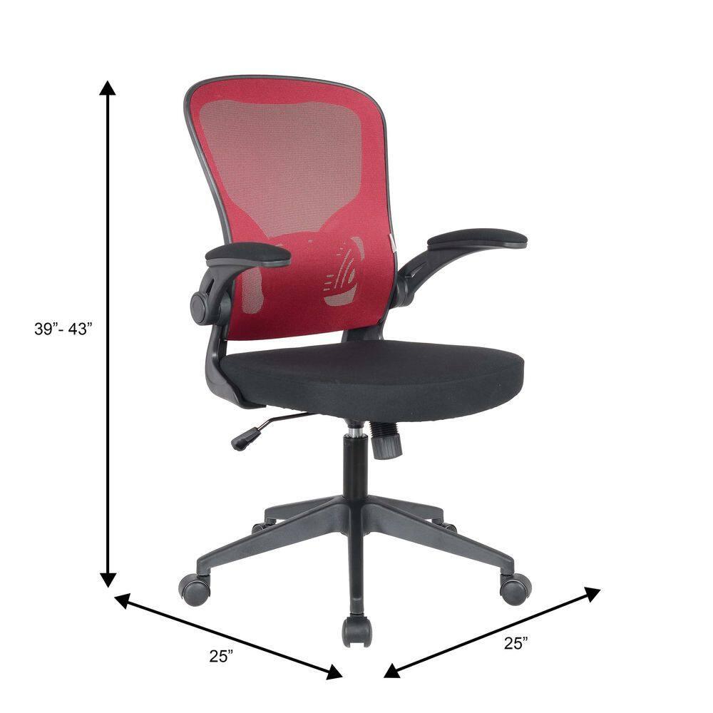 LeisureMod Newton Modern Mesh Office Swivel Chair In Red