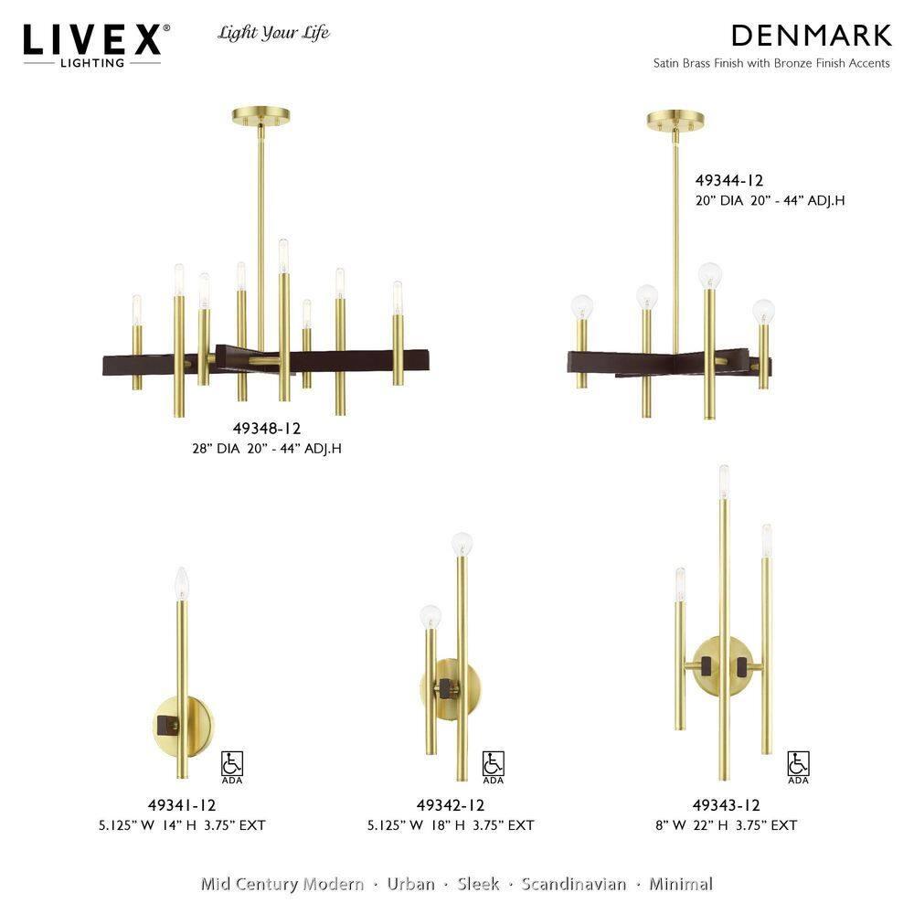 Livex Lighting Denmark 3 - Light Wall Light in  Satin Brass