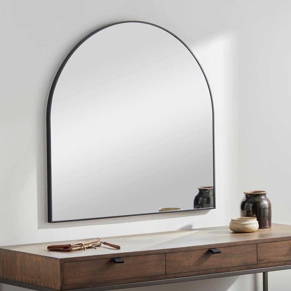 Luxurious Gold & Silver Brushed Metal Arched Mirror 36x35"