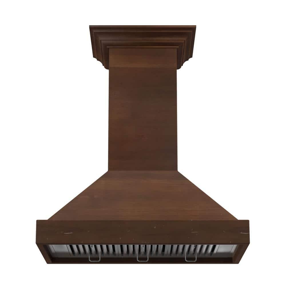 ZLINE 36" Convertible Vent Wooden Wall Mount Range Hood in Walnut