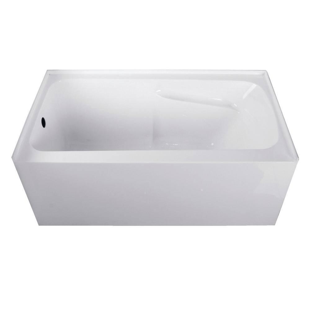 54 in. Acrylic Alcove Tub with Arm Rest & Left Hand Drain Hole, White