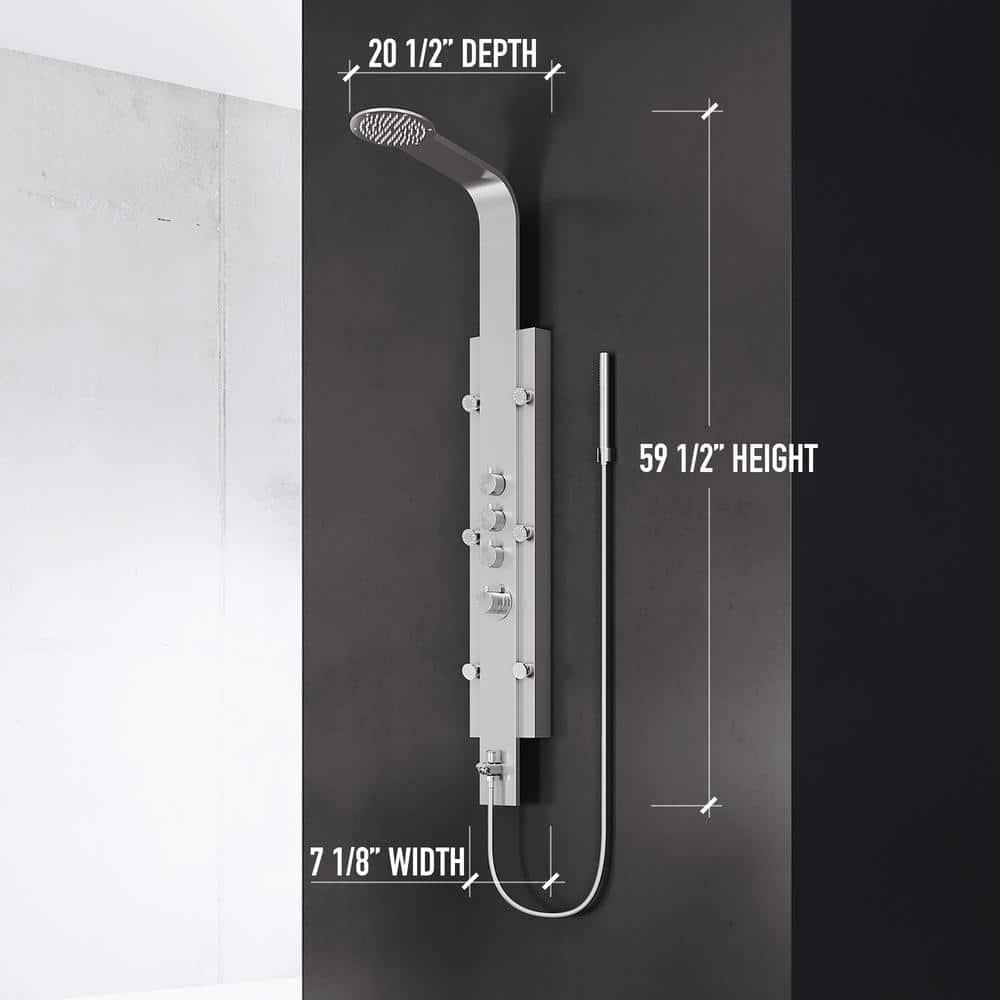 Mateo 60" H X 7" W 6-Jet Shower System & Tub Filler with Hand Shower Wand and Rainfall Shower Head