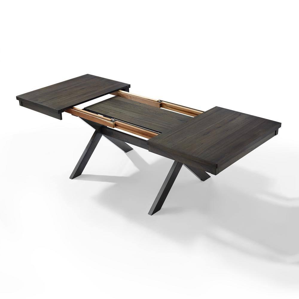 Crosley Furniture Hayden Wood 7 Piece Butterfly Leaf Trestle Dining Set in Slate