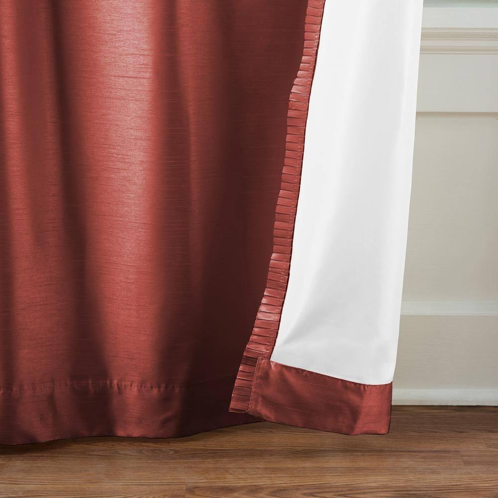 Versailles Faux Silk Room Darkening Single Window Curtain Panel - 52" x 108" - Rouge Red - Elrene Home Fashions