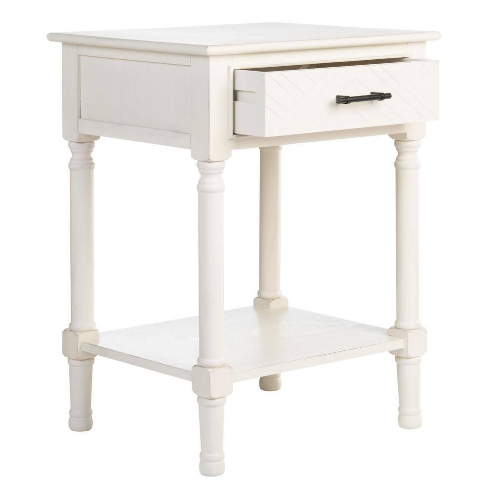 Peyton 1 Drawer Accent Table - Distressed White - Safavieh