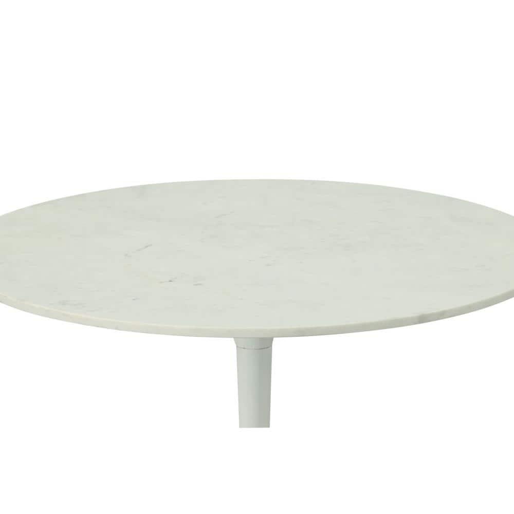 Carolina Living 36" Zaha Round Marble Top Dining Table White: Midcentury Modern, Metal Pedestal Base, Seats 4