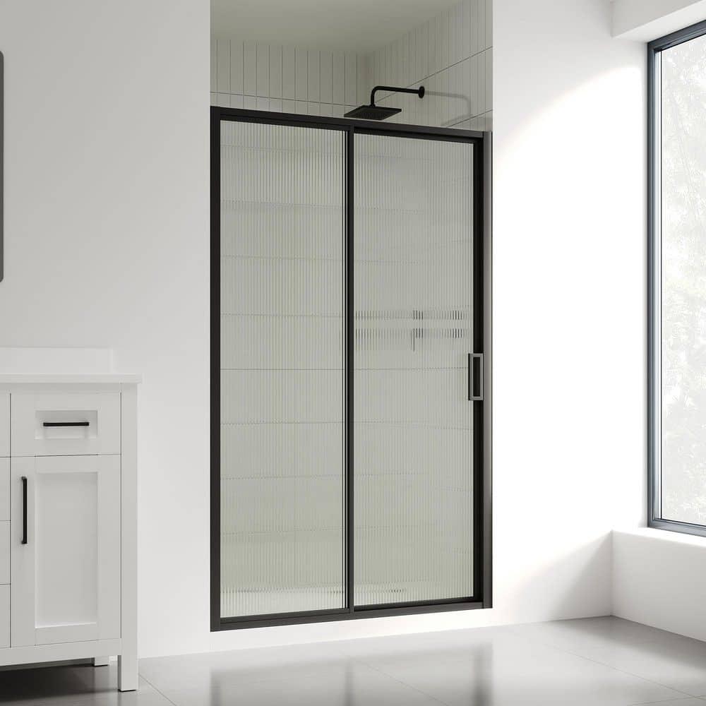 Ove Decors Stanford 48 In. W X 74 In. H Sliding Fluted Straight Alcove Shower Door