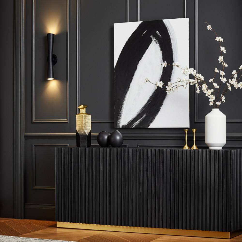 7"Lx4"Wx16"H Metal, Rigged Vase, Gold/Black Finish, Decorative Vase for Centerpieces and Home Decor, Perfect for Bedrooms, Dining Rooms, or Living Rooms