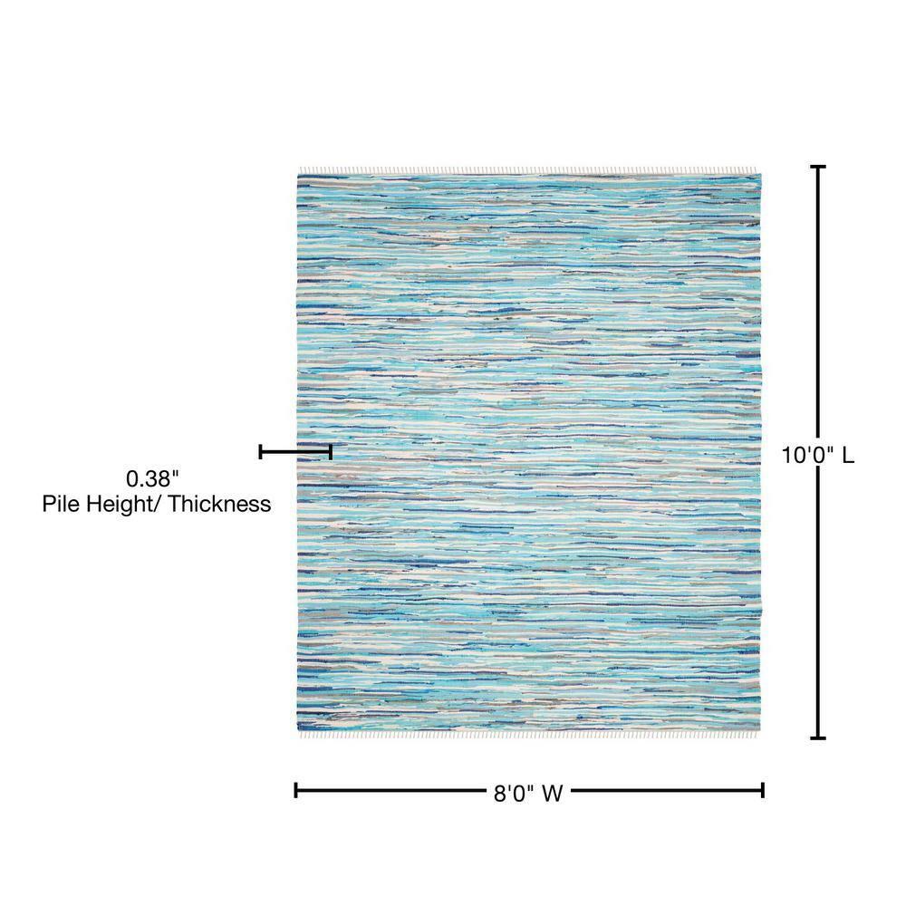 Rag Area Rug RAR129 Hand Woven Area Rug - Turquoise/Multi - 8'x10' - Safavieh.