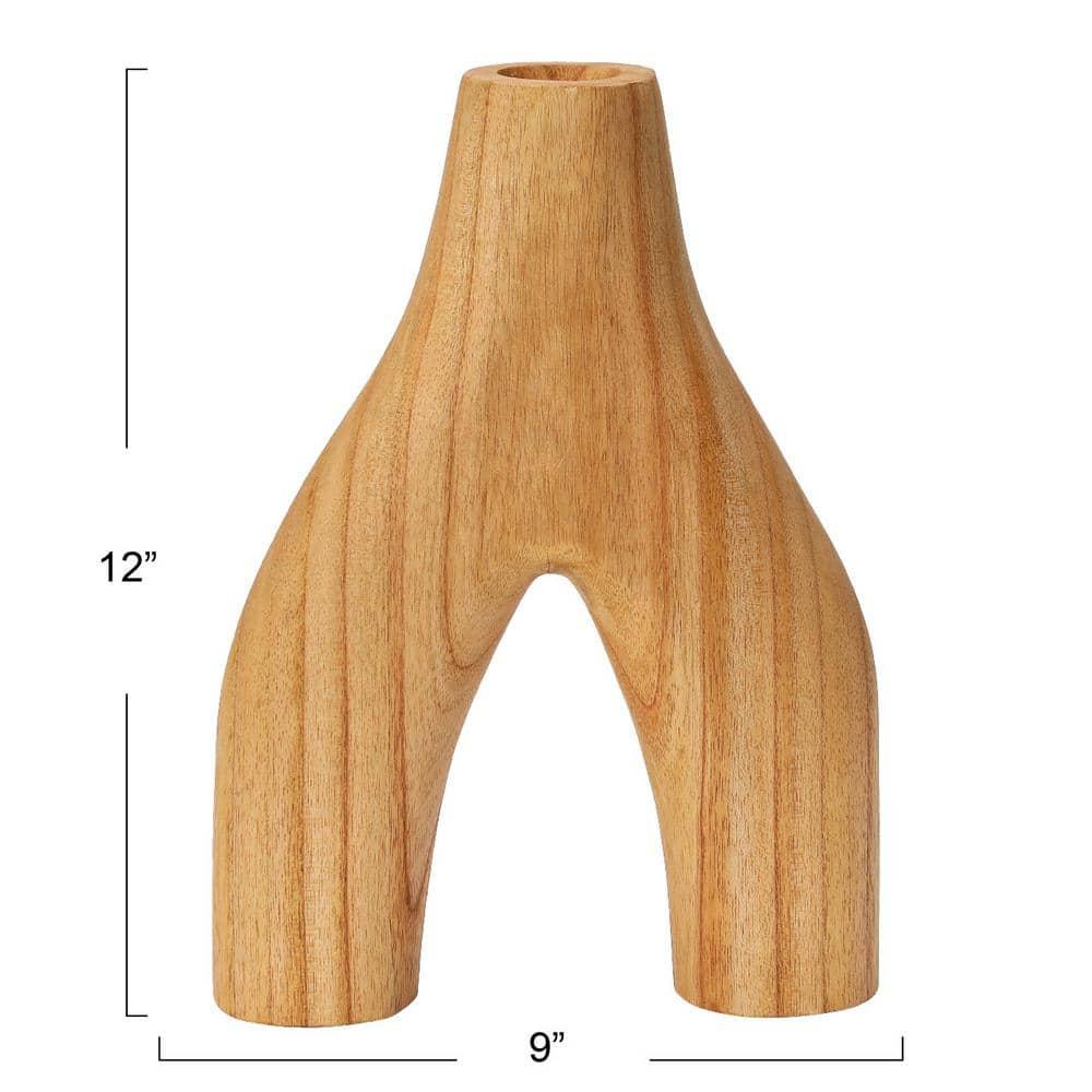 Decorative Arched Wood Vase, Natural