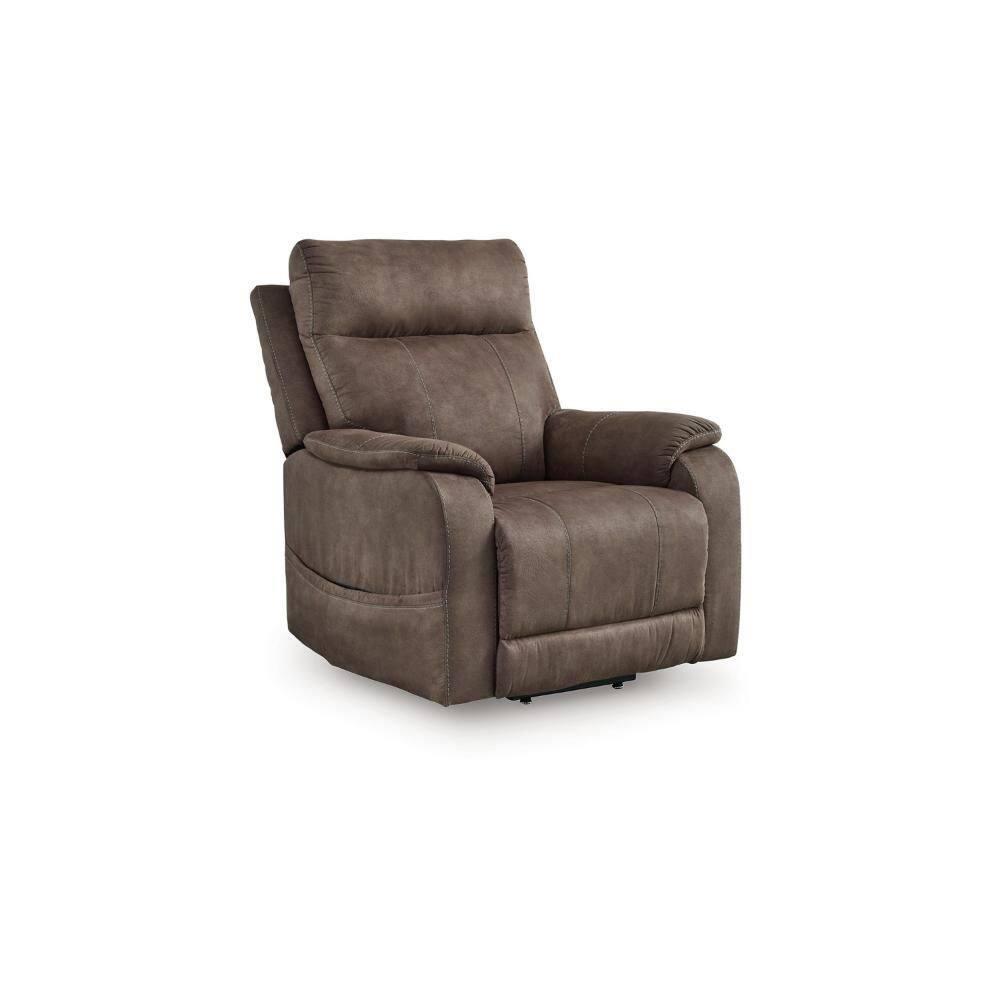 Benjara Mead Power Recliner Chair, Heat, Massage, 35 Inch Faux Leather
