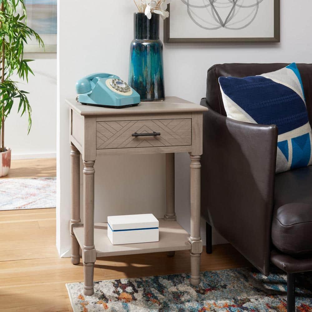 Peyton 1 Drawer Accent Table - Greige - Safavieh