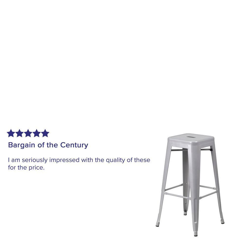 Flash Furniture Commercial Grade 30" High Backless Silver Metal Indoor-Outdoor Barstool with Square Seat