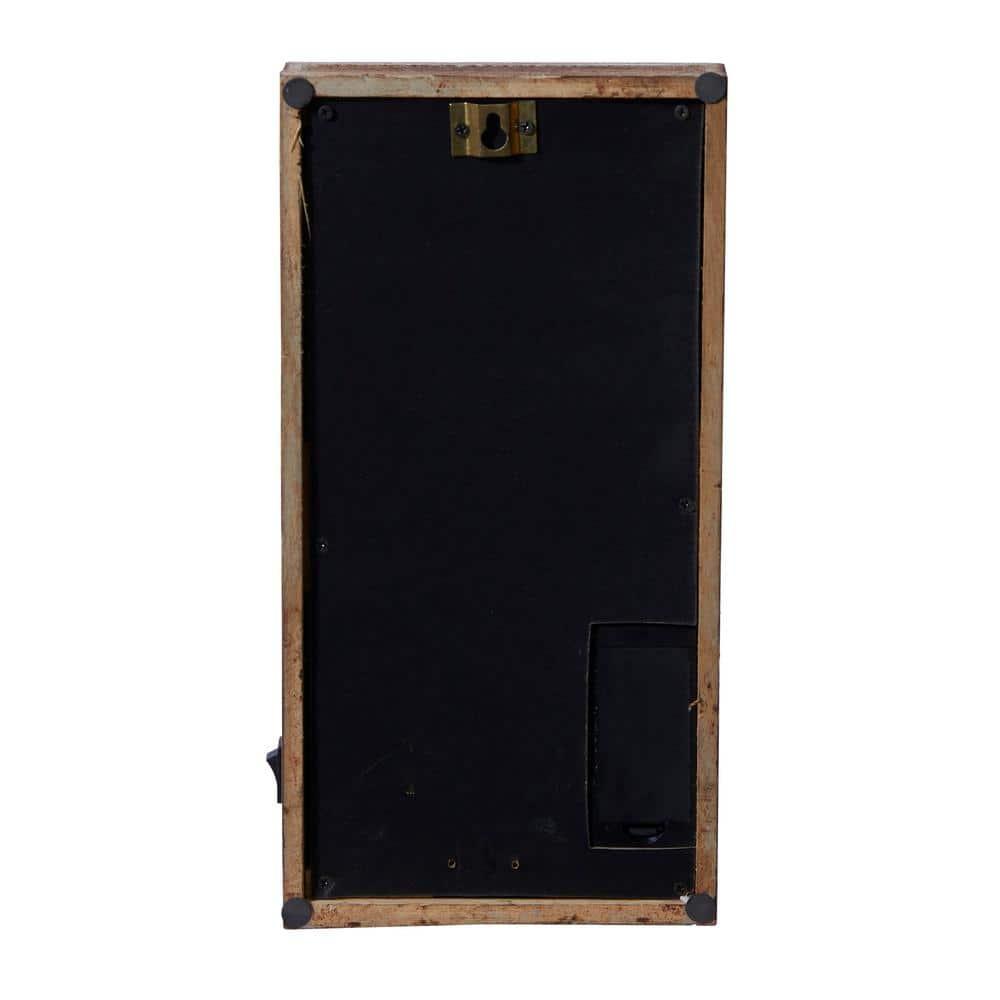 DecMode Industrial Metal Wall Sconce with Wood Backplate and Iron Cage, 6"W x 11"H Features Rustic Brown Finish