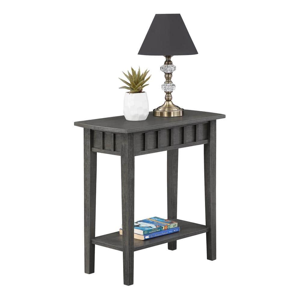 Dennis End Table with Shelf Wirebrush Dark Gray