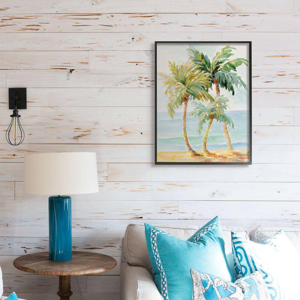 Stupell Industries Tropical Palm Trees on Coastal Beach Sand Black Framed Giclee, 24 x 30