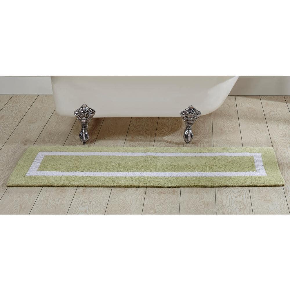 Better Trends Hotel Multi 100% Cotton Tufted Two Tone Reversible Bath Rug 20" x 60" Runner - Sage/White