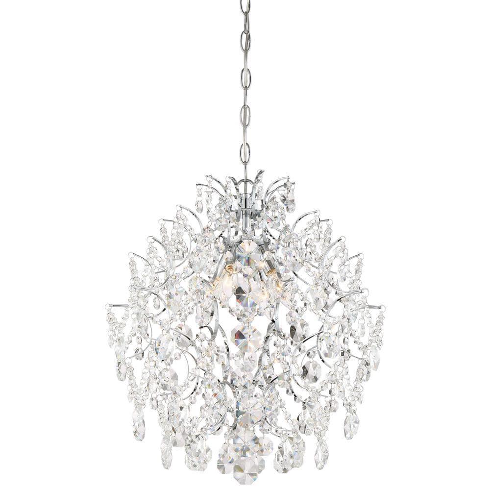 Isabella's Crown Mini Chandelier 4 Light Chrome Crystal In Traditional Style 20.75 Inches Tall By 18 Inches Wide     -Traditional Installation Minka