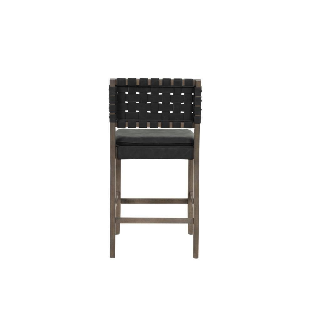 Nathan James Set of 4 Cohen Faux Leather Counter Height Barstool Black
