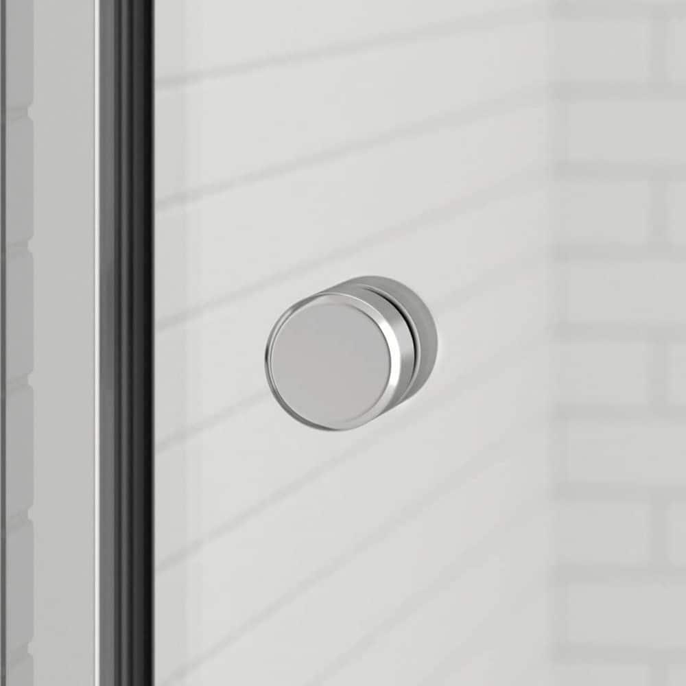 56" - 60" W 74” H Double Sliding Frameless Shower Door with Fixed Glass Panel