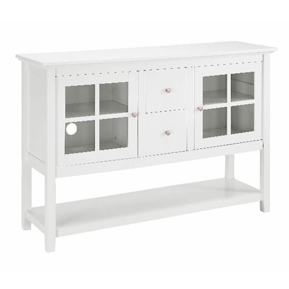 Walker Edison 52" Wood Console Table Buffet TV Stand for TV's up to 55" - White